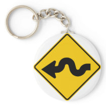 Winding Road Ahead Highway Sign Keychains