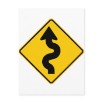 Winding Road Ahead Highway Sign Post Card