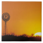 Windmill at sunset, Sinton, Texas, USA Ceramic Tile