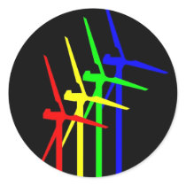 Windmill Night Round Stickers