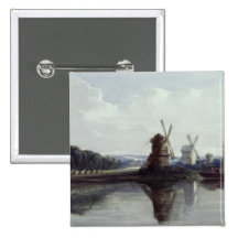 Windmills by a River, 19th century Pins