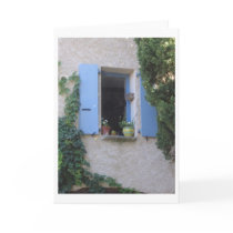 Window with Blue Shutters Greeting Card