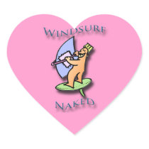 Windsurf Naked blue Heart Sticker