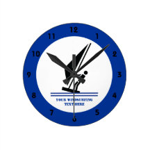 Windsurfer on board black, blue windsurfing custom wall clocks