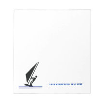 Windsurfer on board black, blue windsurfing custom memo note pad
