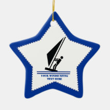 Windsurfer on board black, blue windsurfing custom christmas tree ornament