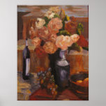 Wine and flowers print