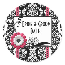 Wine Beer bottle Black and White Wedding Labels Round Stickers