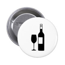 Wine bottle glass pinback button