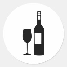 Wine bottle glass round stickers