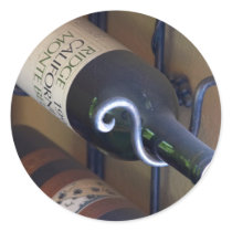 Wine Bottles In A Rack Round Sticker