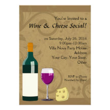 Wine & Cheese Social Party Flat Invitations
