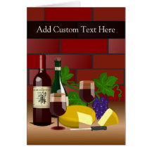 Wine Cheese Table Scene Greeting Card