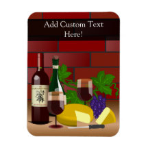 Wine Cheese Table Scene Magnets