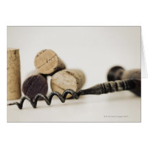 Wine corks with corkscrew card