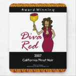 Wine Diva, Diva Red Custom Wine Label Mouse Mat