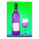 wine glass and bottle : stained glass cards