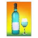 wine glass and bottle : stained glass cards
