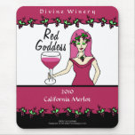Wine Goddess Red Goddess Faux Wine Label Mousepad