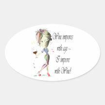 Wine improves with age, humorous Women and Wine Sticker