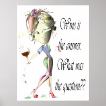 Wine is the answer Humorous Poster