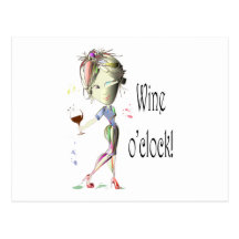 Wine o'clock! Humorous Wine saying gifts Post Cards