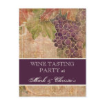 Wine Tasting Party Invitation Aged Grape Vineyard postcards