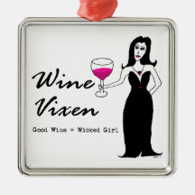 Wine Vixen "Good Wine = Wicked Girl" Christmas Tree Ornaments
