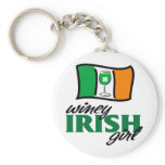 Winey Irish Girl Irish Flag Key Chains