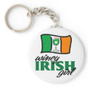 Winey Irish Girl Irish Flag keychains