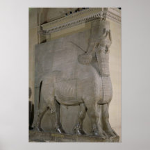 Winged bull at a facade of King Sargon II's Print
