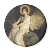 Winged Figure Seated Upon a Rock by Abbott Thayer Refrigerator Magnet
