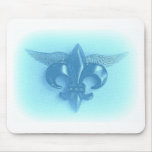 WINGED FLEUR DE LIS BLUE 2500 PRINT MOUSE PAD