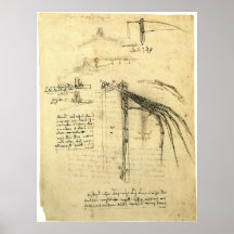 Winged Flying Machine Sketch by Leonardo da Vinci Posters