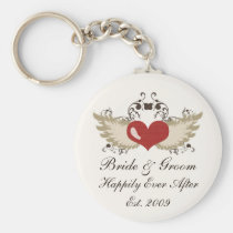 Winged Heart Custom Wedding Key Chain keychains