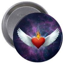 Winged Heart Pinback Buttons