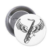 Winged Sax Pin
