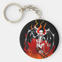 Winged "Skate Death" Skating Skeleton Key Chain