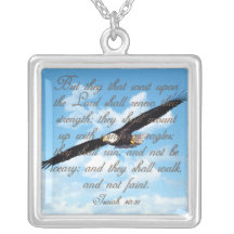 Wings as Eagles, Isaiah 40:31 Christian Bible Personalized Necklace
