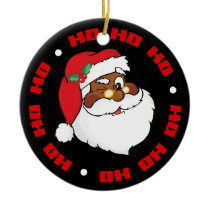 Winking Black Santa Keeping Christmas Secrets ornaments