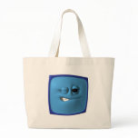 winking blue square smiley canvas bags
