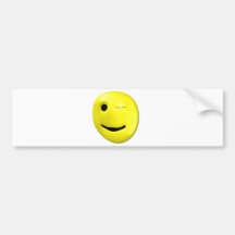 Winking yellow smiley bumper sticker
