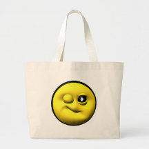 Winking yellow smiley canvas bags