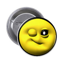 Winking yellow smiley pins