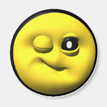 Winking yellow smiley refrigerator magnet