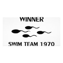 winner swim team 1970 icon custom photo card
