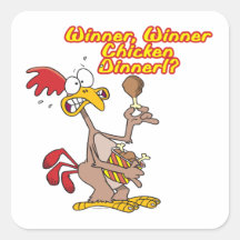 winner winner chicken dinner irony humour square stickers