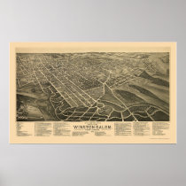 Winston-Salem, NC Panoramic Map - 1891 Print