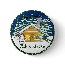 Winter Adirondack Mountain Cabin Buttons