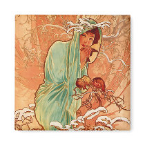Winter - Alphonse Mucha Art Nouveau Magnet